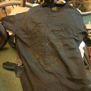 Zara Black T-Shirt with Skull Design